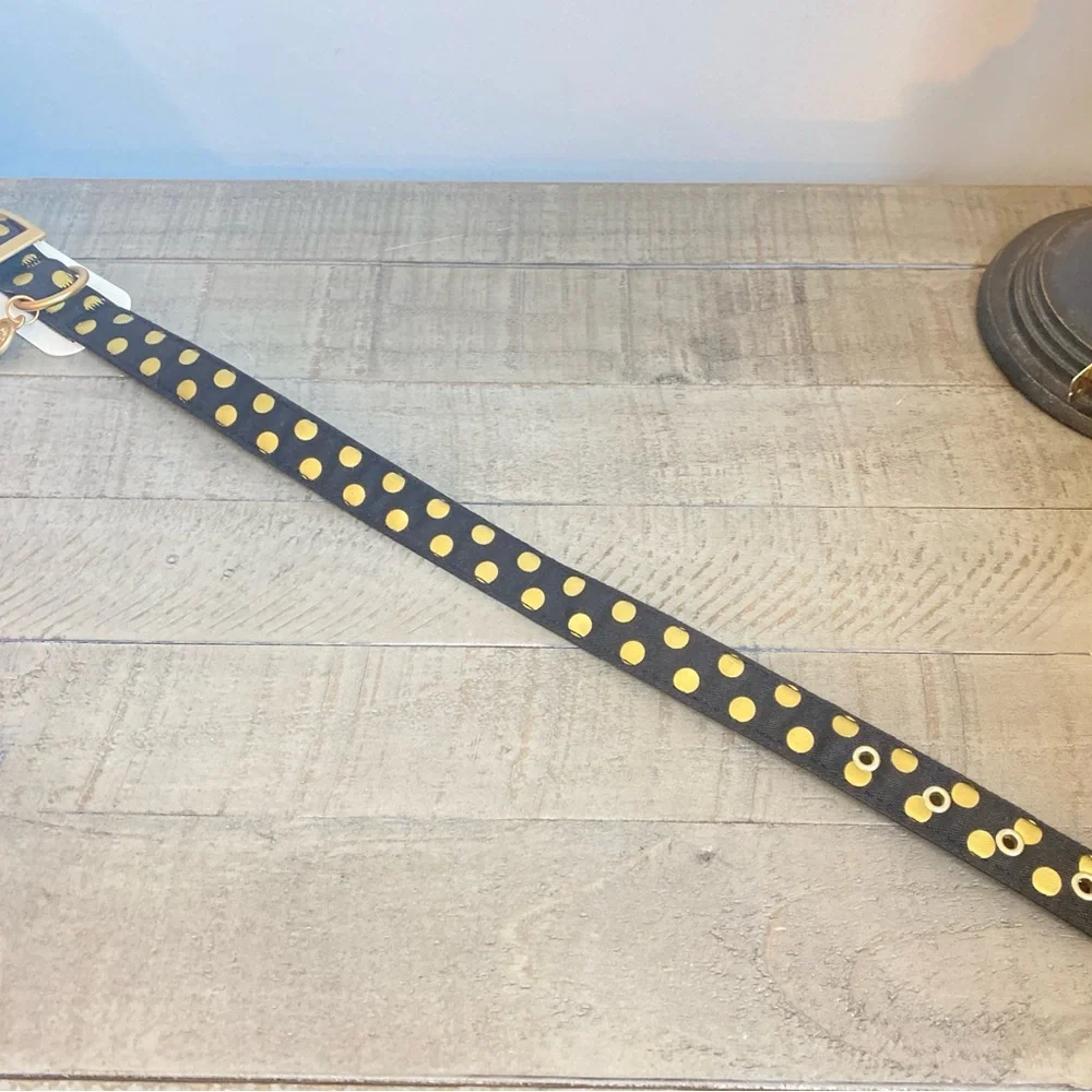 Bond & Co NWT Black and Gold Dog Collar with Polka Dot Design L/XL Pet Lovers
